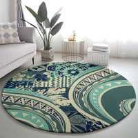 Hawaiian Hibiscus Tribal Vintage Motif Round Carpet Ver 1 LT9 - Polynesian Pride