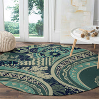 Hawaiian Hibiscus Tribal Vintage Motif Round Carpet Ver 1 LT9 - Polynesian Pride