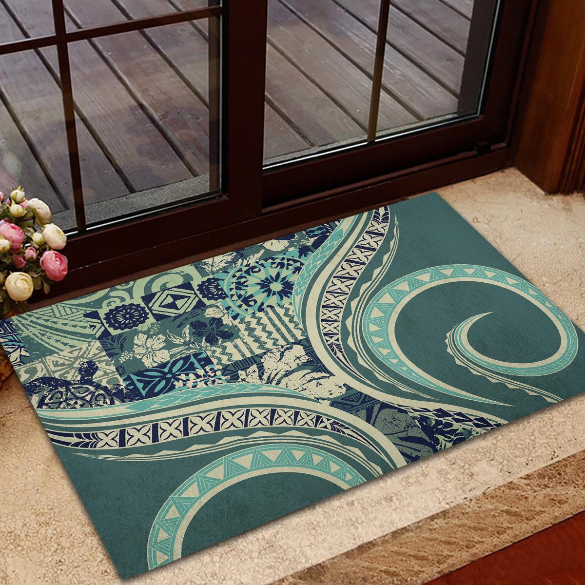 Hawaiian Hibiscus Tribal Vintage Motif Rubber Doormat Ver 1 LT9 - Polynesian Pride