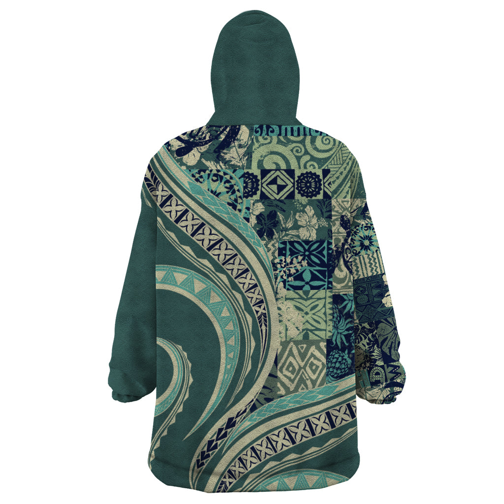 Hawaiian Hibiscus Tribal Vintage Motif Wearable Blanket Hoodie Ver 1 LT9 - Polynesian Pride