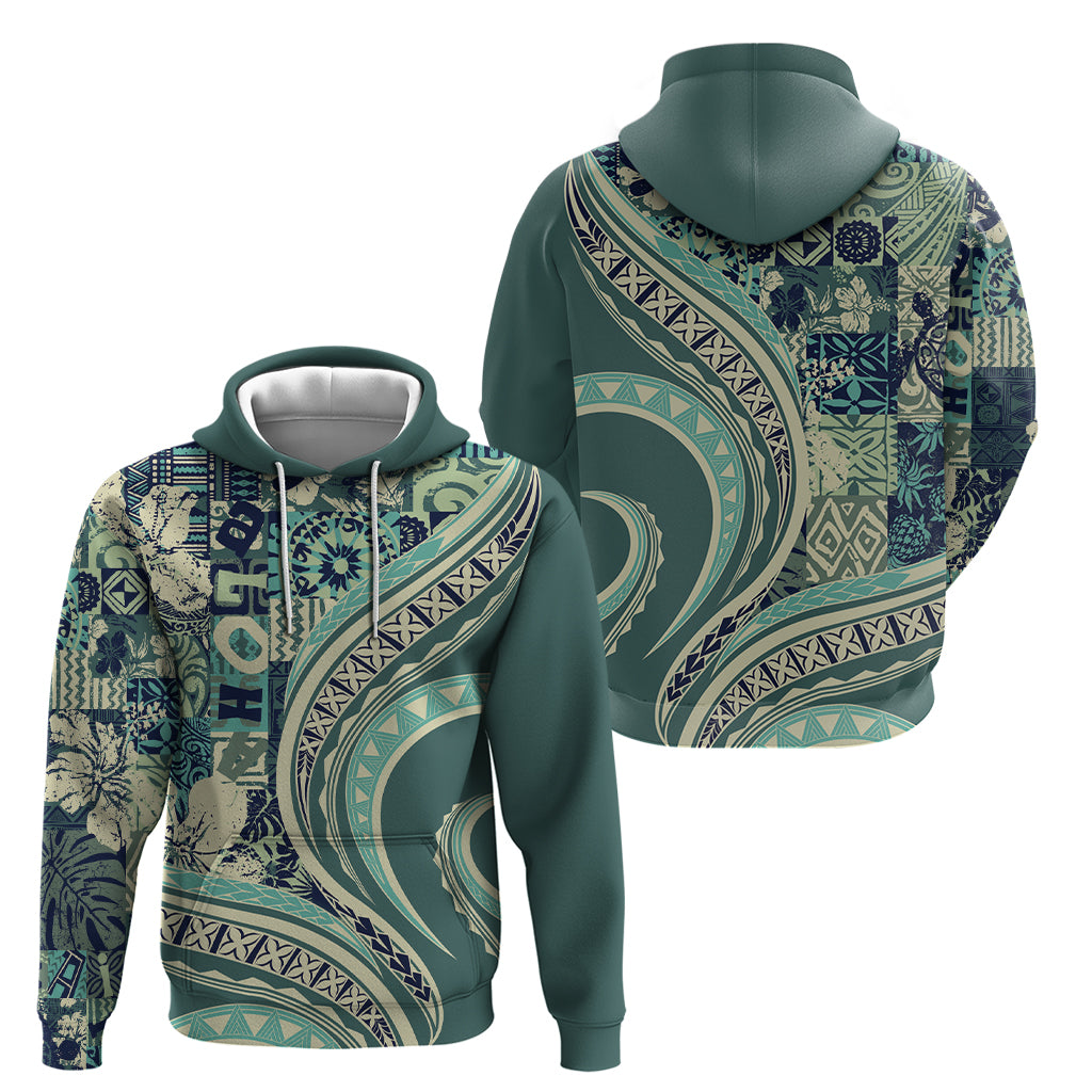 Hawaiian Hibiscus Tribal Vintage Motif Zip Hoodie Ver 1 LT9 - Polynesian Pride