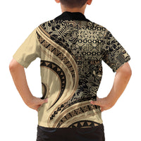 Hawaiian Hibiscus Tribal Vintage Motif Family Matching Puletasi and Hawaiian Shirt Ver 2