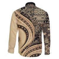 Hawaiian Hibiscus Tribal Vintage Motif Family Matching Short Sleeve Bodycon Dress and Hawaiian Shirt Ver 2