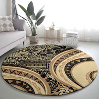 Hawaiian Hibiscus Tribal Vintage Motif Round Carpet Ver 2 LT9 - Polynesian Pride