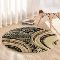 Hawaiian Hibiscus Tribal Vintage Motif Round Carpet Ver 2 LT9 - Polynesian Pride