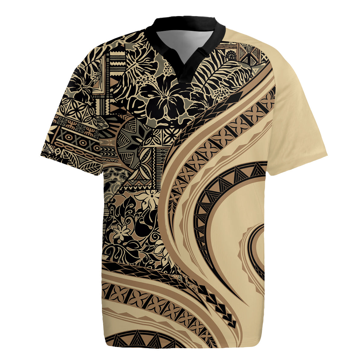 Hawaiian Hibiscus Tribal Vintage Motif Rugby Jersey Ver 2