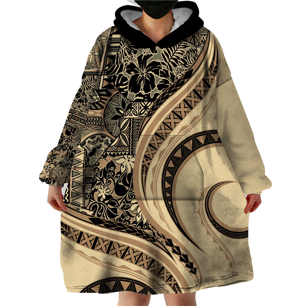 Hawaiian Hibiscus Tribal Vintage Motif Wearable Blanket Hoodie Ver 2 LT9 - Polynesian Pride