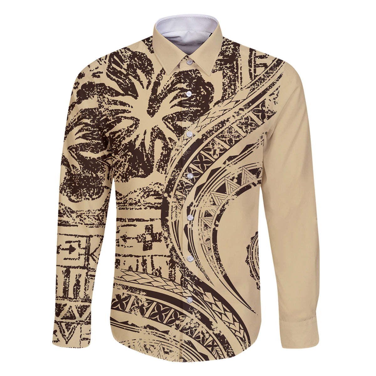 Hawaiian Hibiscus Tribal Vintage Motif Family Matching Long Sleeve Bodycon Dress and Hawaiian Shirt Ver 3