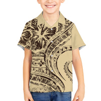 Hawaiian Hibiscus Tribal Vintage Motif Family Matching Tank Maxi Dress and Hawaiian Shirt Ver 3