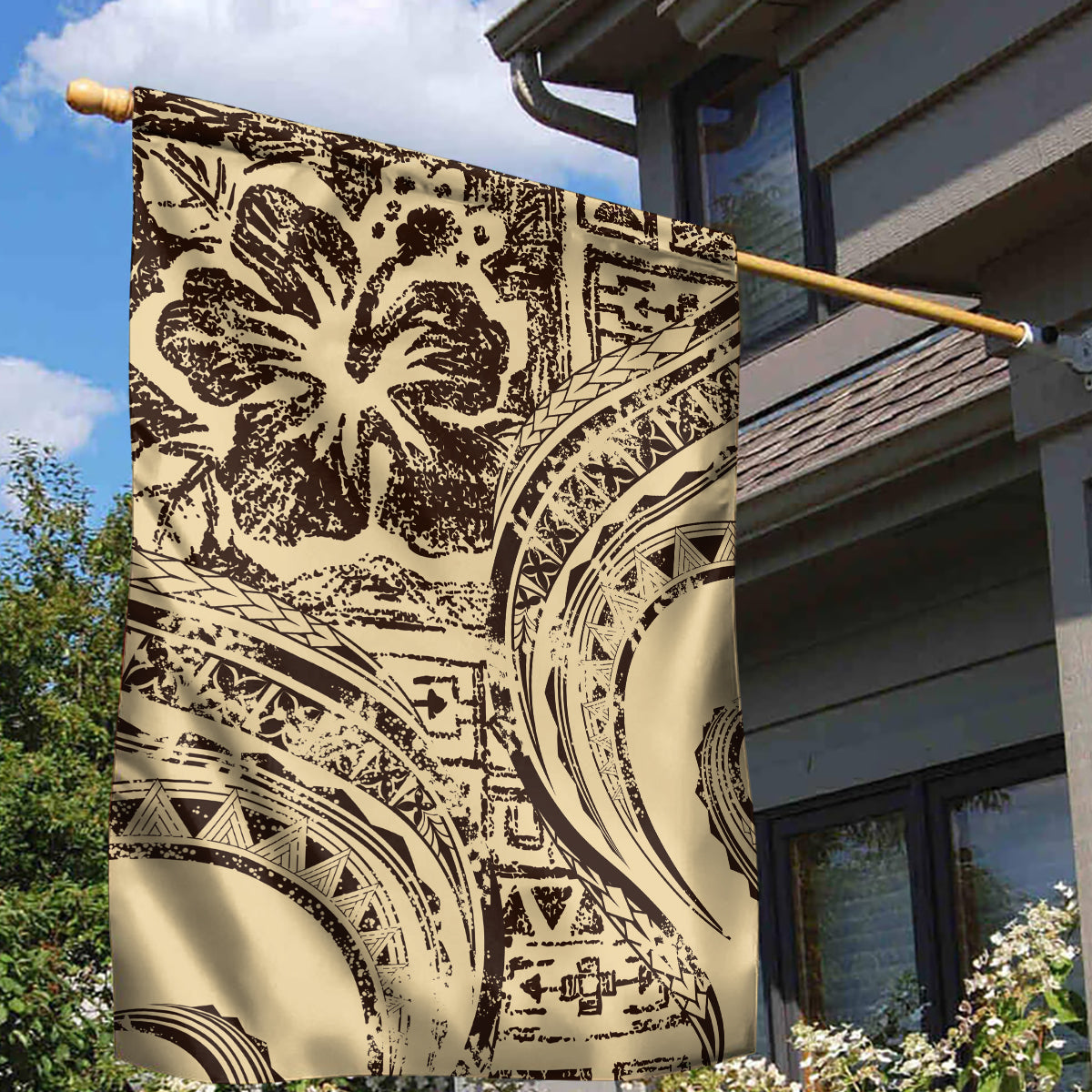 Hawaiian Hibiscus Tribal Vintage Motif Garden Flag Ver 3