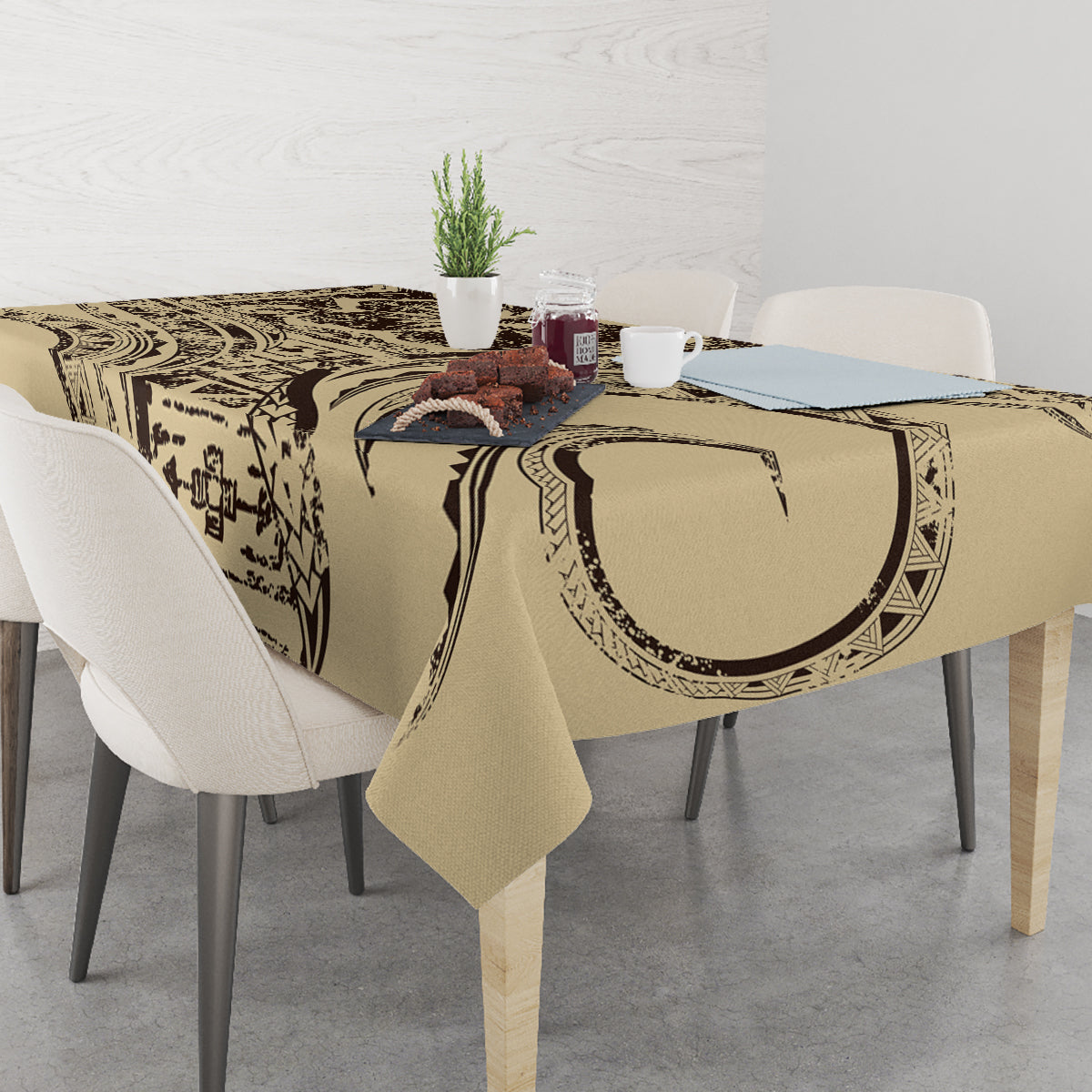 Hawaiian Hibiscus Tribal Vintage Motif Tablecloth Ver 3