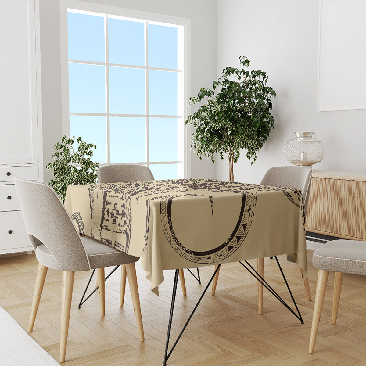 Hawaiian Hibiscus Tribal Vintage Motif Tablecloth Ver 3