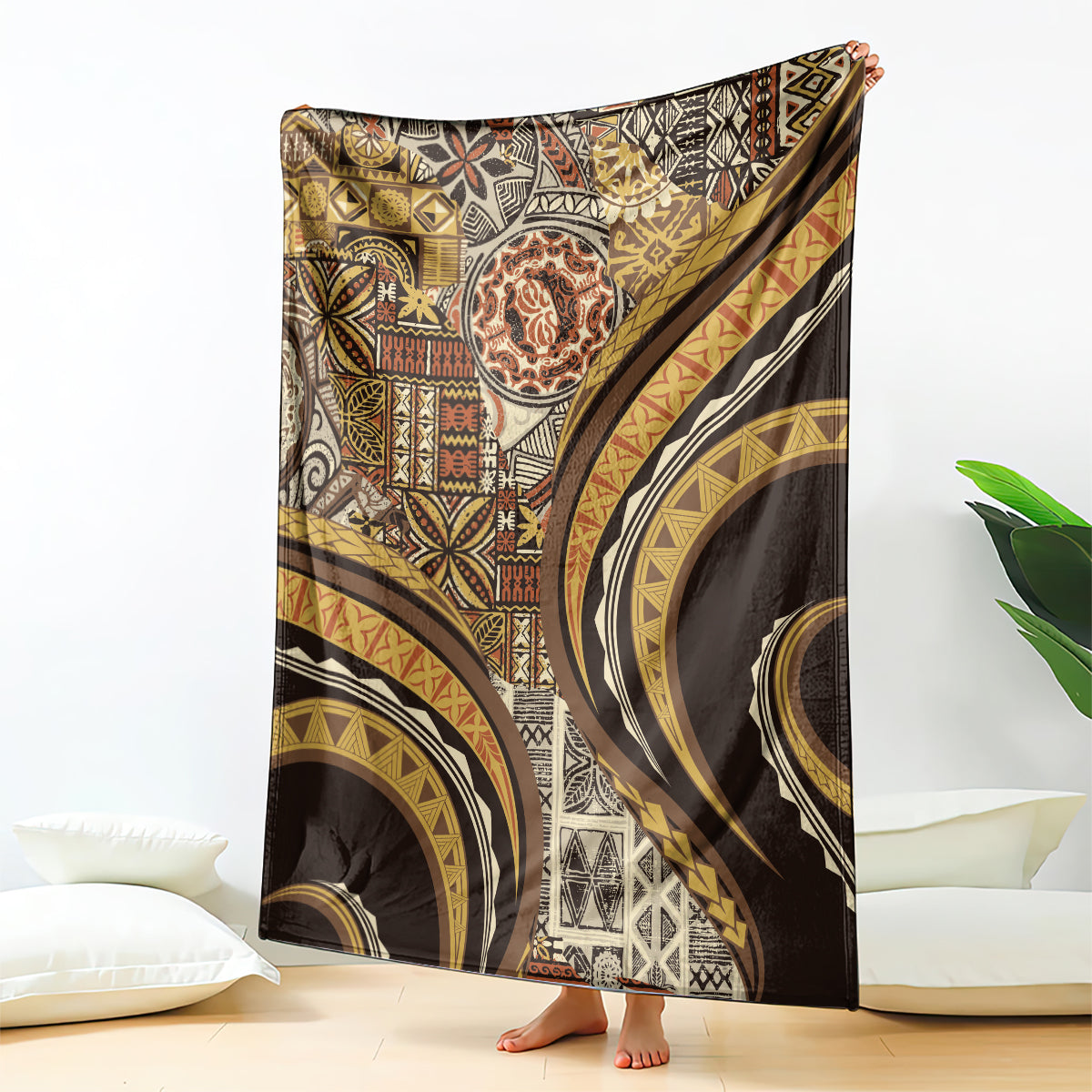 Hawaiian Hibiscus Tribal Vintage Motif Blanket Ver 4 LT9 - Polynesian Pride