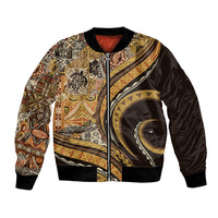 Hawaiian Hibiscus Tribal Vintage Motif Bomber Jacket Ver 4 LT9 Unisex Gold - Polynesian Pride