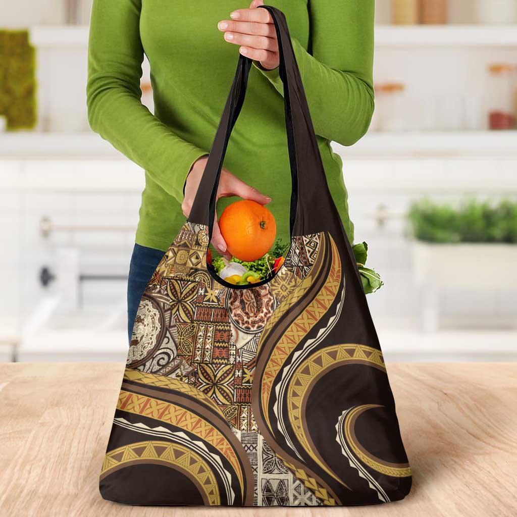 Hawaiian Hibiscus Tribal Vintage Motif Grocery Bag Ver 4