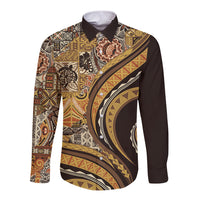 Hawaiian Hibiscus Tribal Vintage Motif Long Sleeve Button Shirt Ver 4