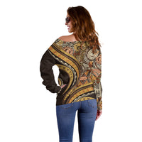 Hawaiian Hibiscus Tribal Vintage Motif Off Shoulder Sweater Ver 4