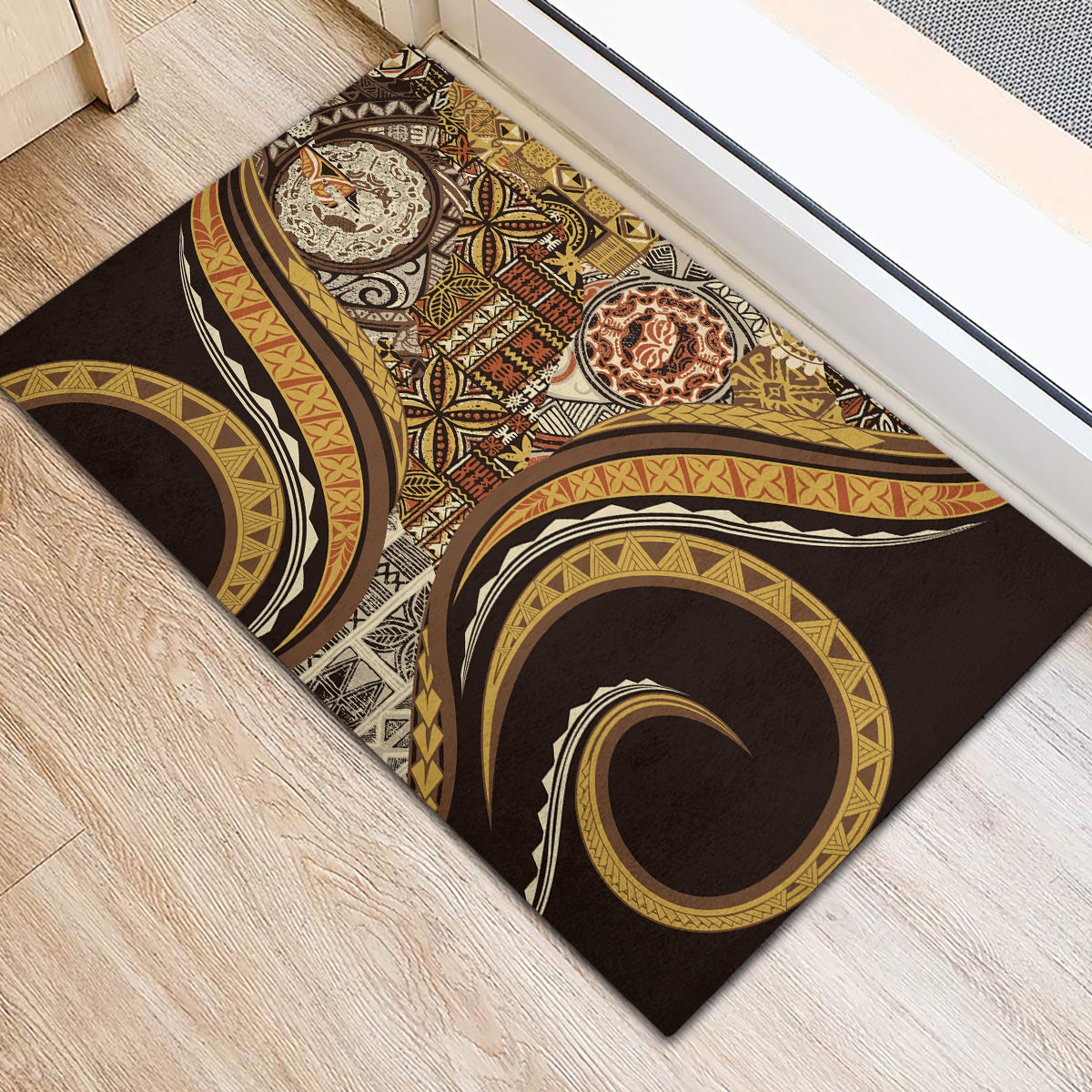 Hawaiian Hibiscus Tribal Vintage Motif Rubber Doormat Ver 4 LT9 - Polynesian Pride