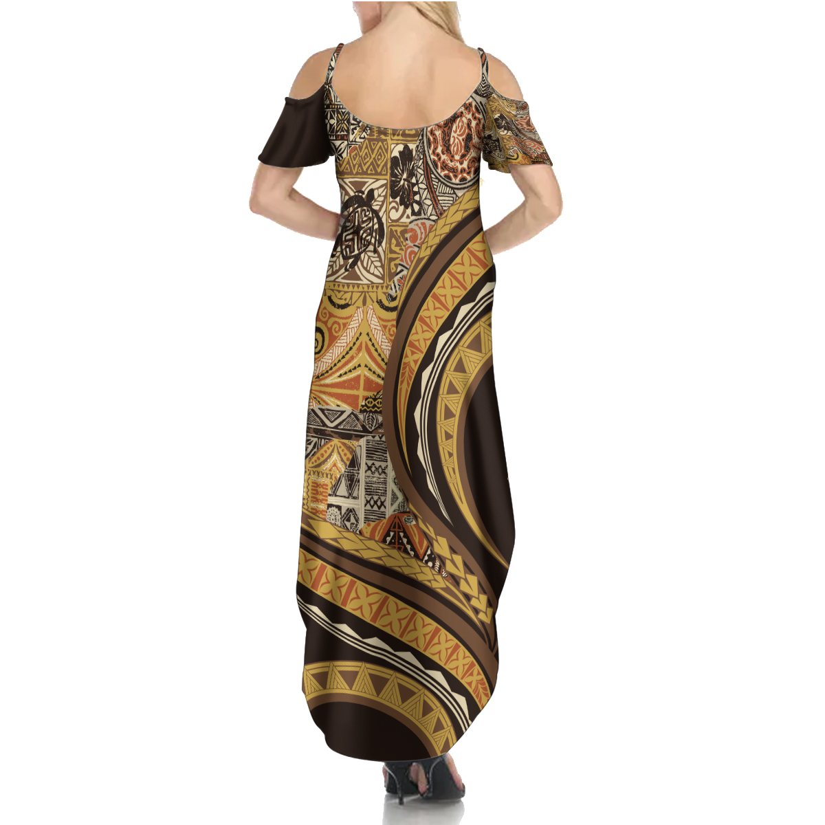 Hawaiian Hibiscus Tribal Vintage Motif Summer Maxi Dress Ver 4