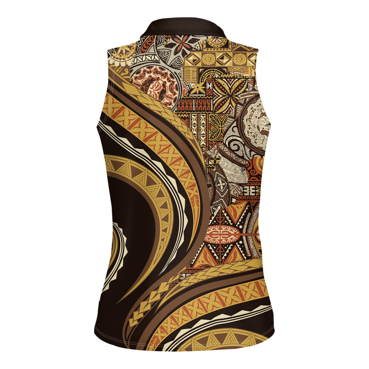 Hawaiian Hibiscus Tribal Vintage Motif Women Sleeveless Polo Shirt Ver 4