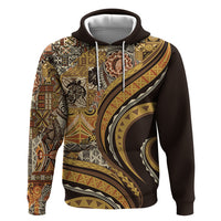 Hawaiian Hibiscus Tribal Vintage Motif Zip Hoodie Ver 4 LT9 Pullover Hoodie Gold - Polynesian Pride