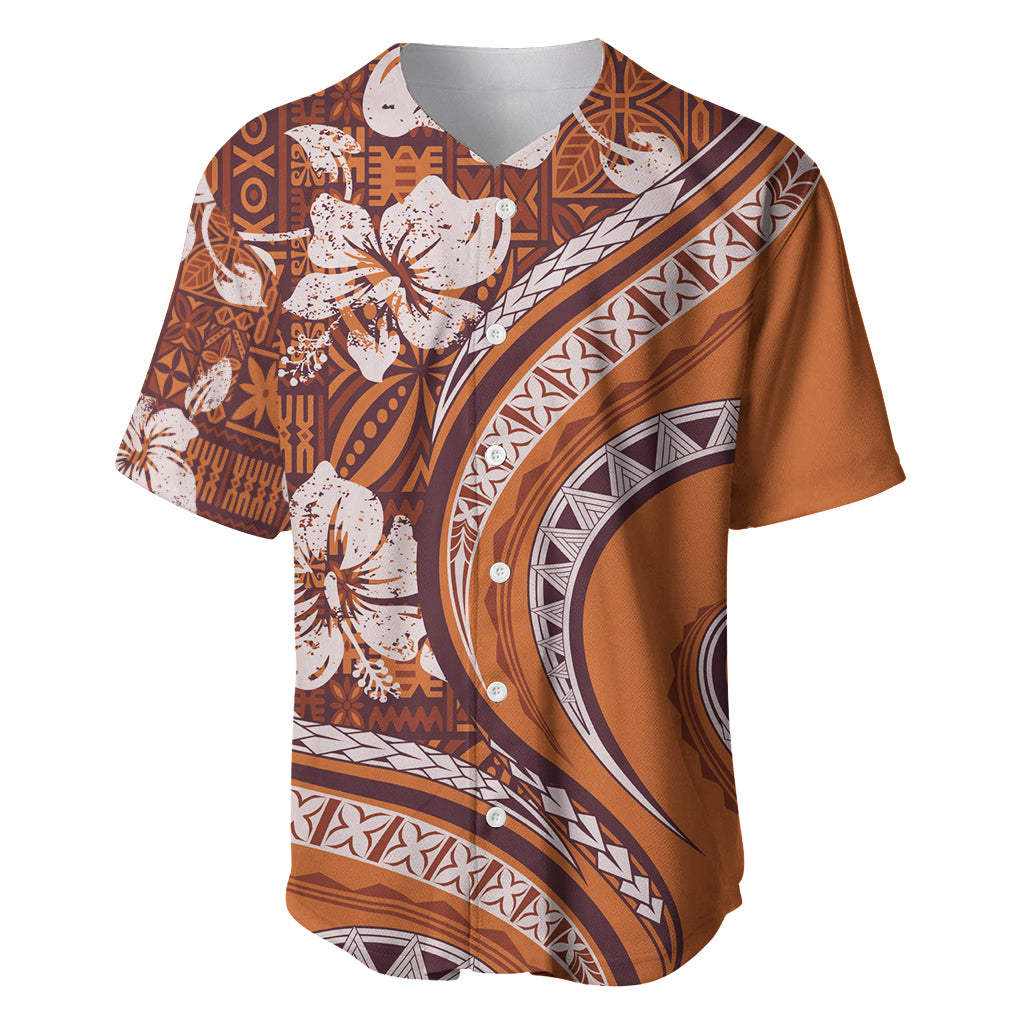 Hawaiian Hibiscus Tribal Vintage Motif Baseball Jersey Ver 5 LT9 Gold - Polynesian Pride