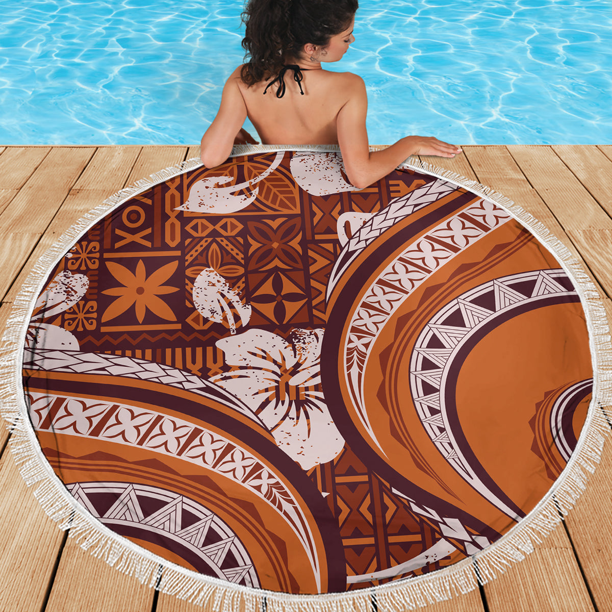 Hawaiian Hibiscus Tribal Vintage Motif Beach Blanket Ver 5 LT9 - Polynesian Pride