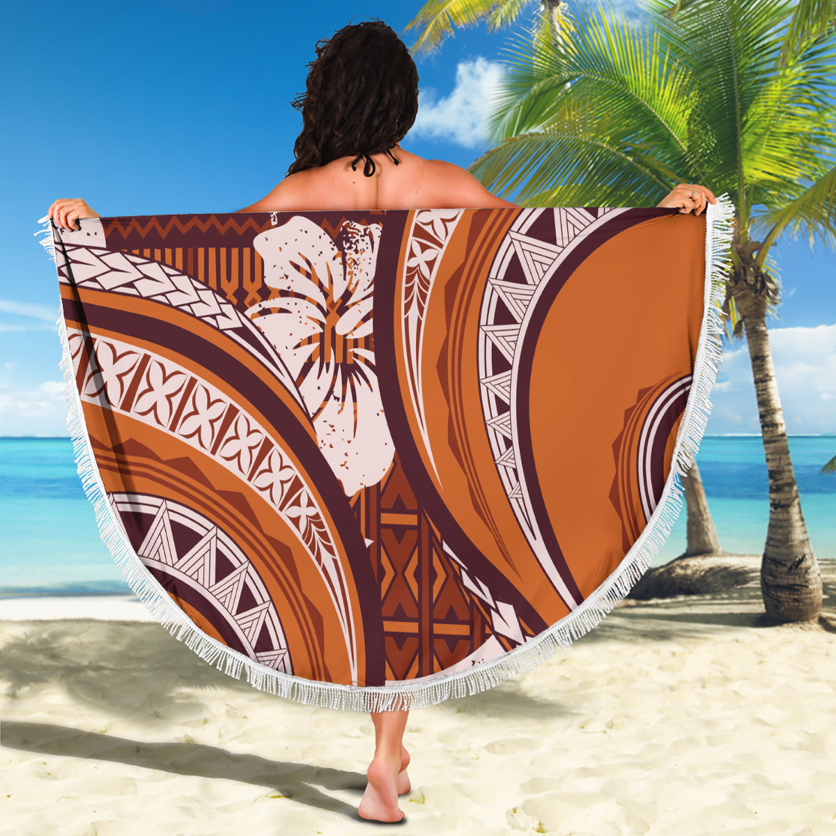 Hawaiian Hibiscus Tribal Vintage Motif Beach Blanket Ver 5 LT9 - Polynesian Pride