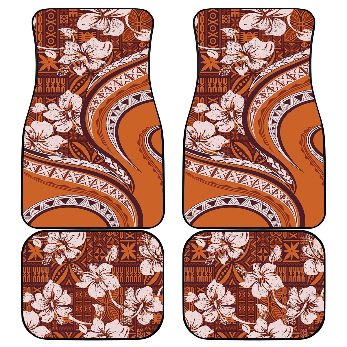 Hawaiian Hibiscus Tribal Vintage Motif Car Mats Ver 5