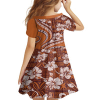 Hawaiian Hibiscus Tribal Vintage Motif Family Matching Short Sleeve Bodycon Dress and Hawaiian Shirt Ver 5