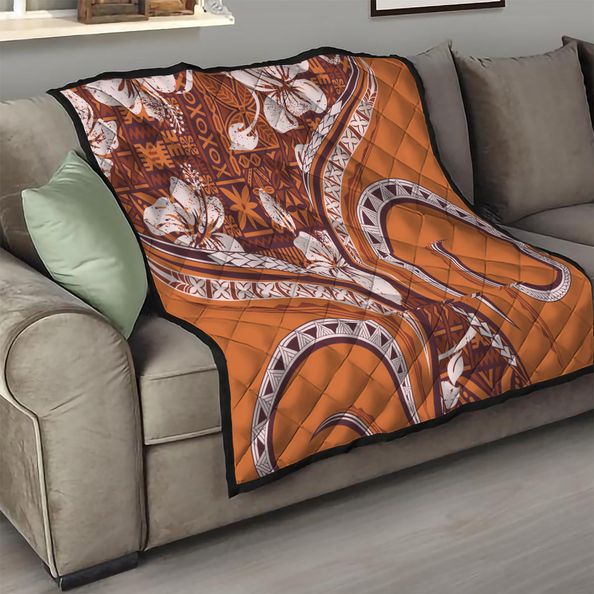 Hawaiian Hibiscus Tribal Vintage Motif Quilt Ver 5