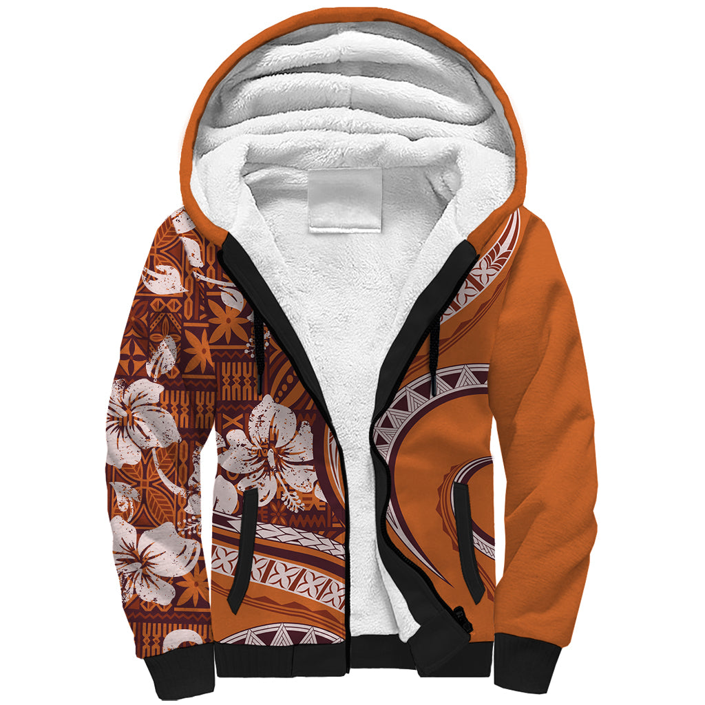 Hawaiian Hibiscus Tribal Vintage Motif Sherpa Hoodie Ver 5