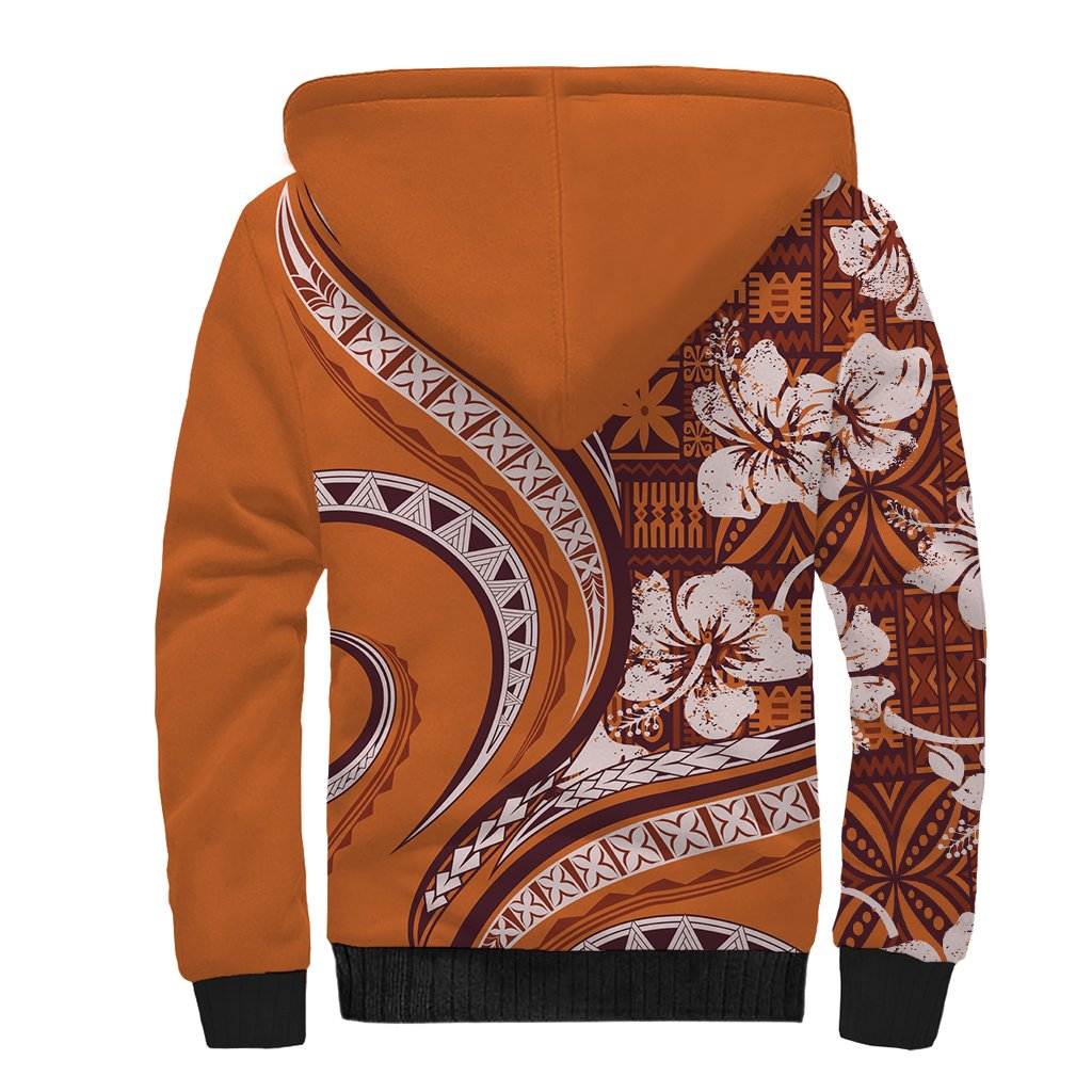 Hawaiian Hibiscus Tribal Vintage Motif Sherpa Hoodie Ver 5 LT9 - Polynesian Pride