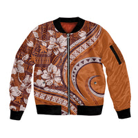 Hawaiian Hibiscus Tribal Vintage Motif Sleeve Zip Bomber Jacket Ver 5 LT9 Unisex Gold - Polynesian Pride