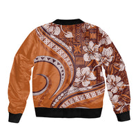 Hawaiian Hibiscus Tribal Vintage Motif Sleeve Zip Bomber Jacket Ver 5 LT9 - Polynesian Pride