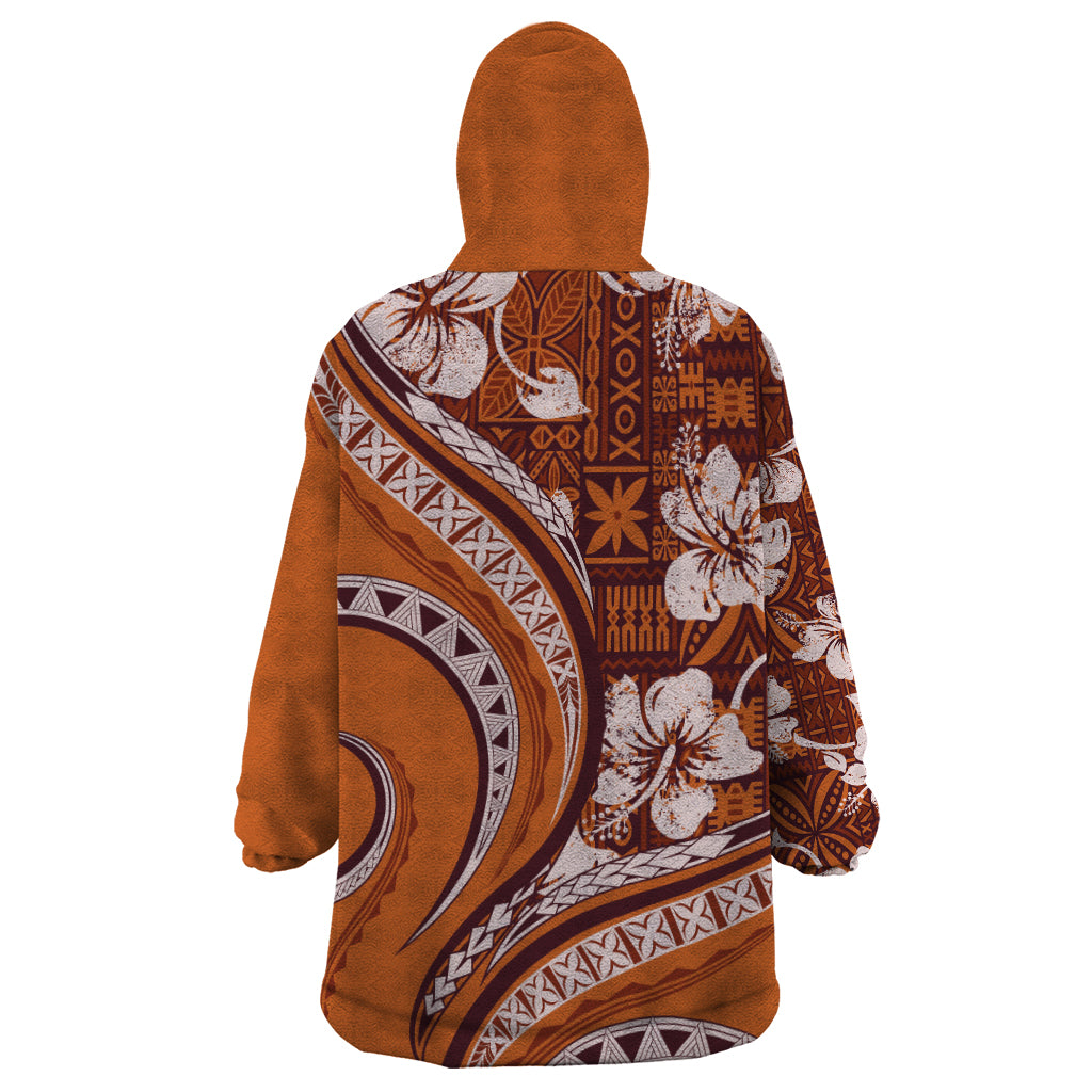Hawaiian Hibiscus Tribal Vintage Motif Wearable Blanket Hoodie Ver 5 LT9 - Polynesian Pride