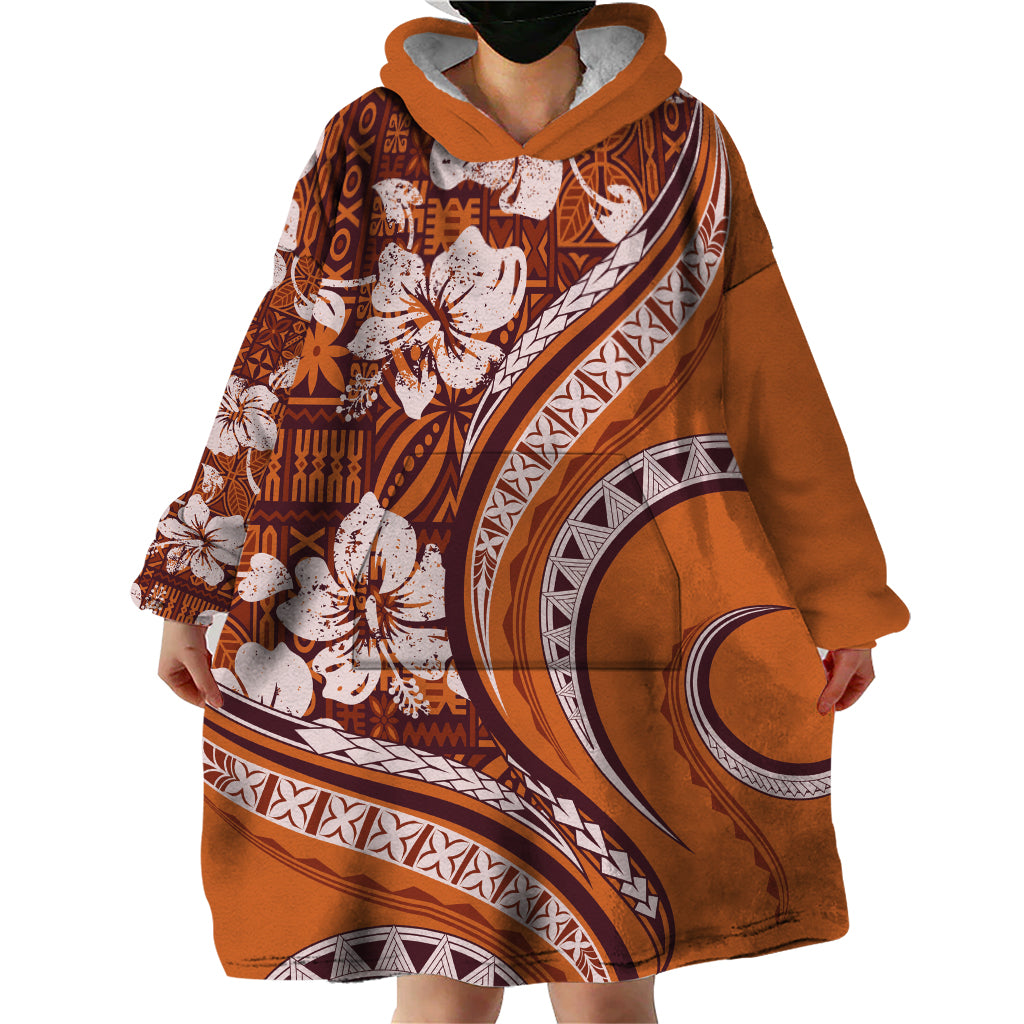Hawaiian Hibiscus Tribal Vintage Motif Wearable Blanket Hoodie Ver 5 LT9 - Polynesian Pride
