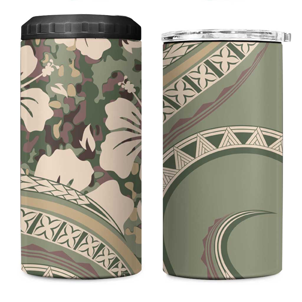 Hawaiian Hibiscus Tribal Vintage Motif 4 in 1 Can Cooler Tumbler Ver 6