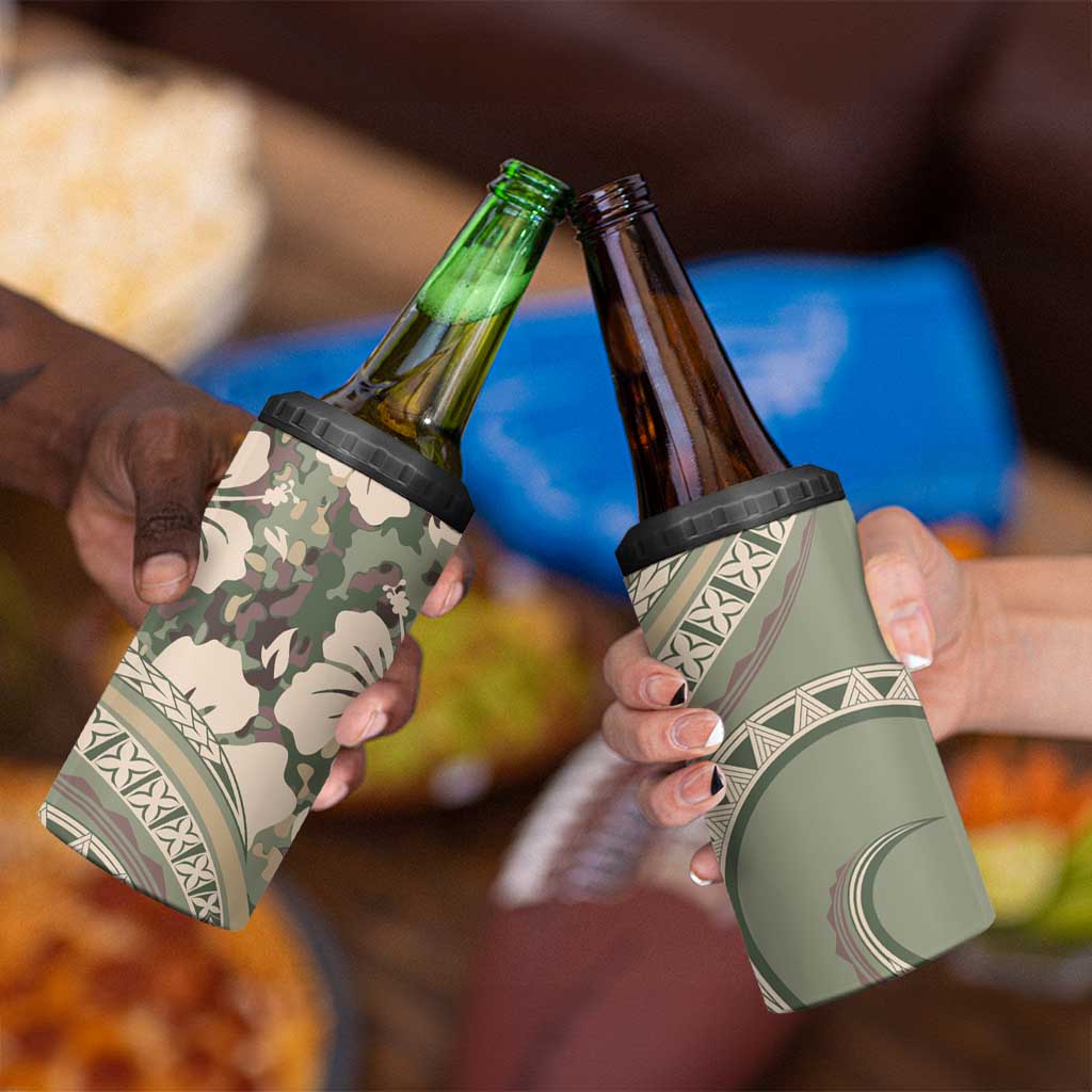 Hawaiian Hibiscus Tribal Vintage Motif 4 in 1 Can Cooler Tumbler Ver 6