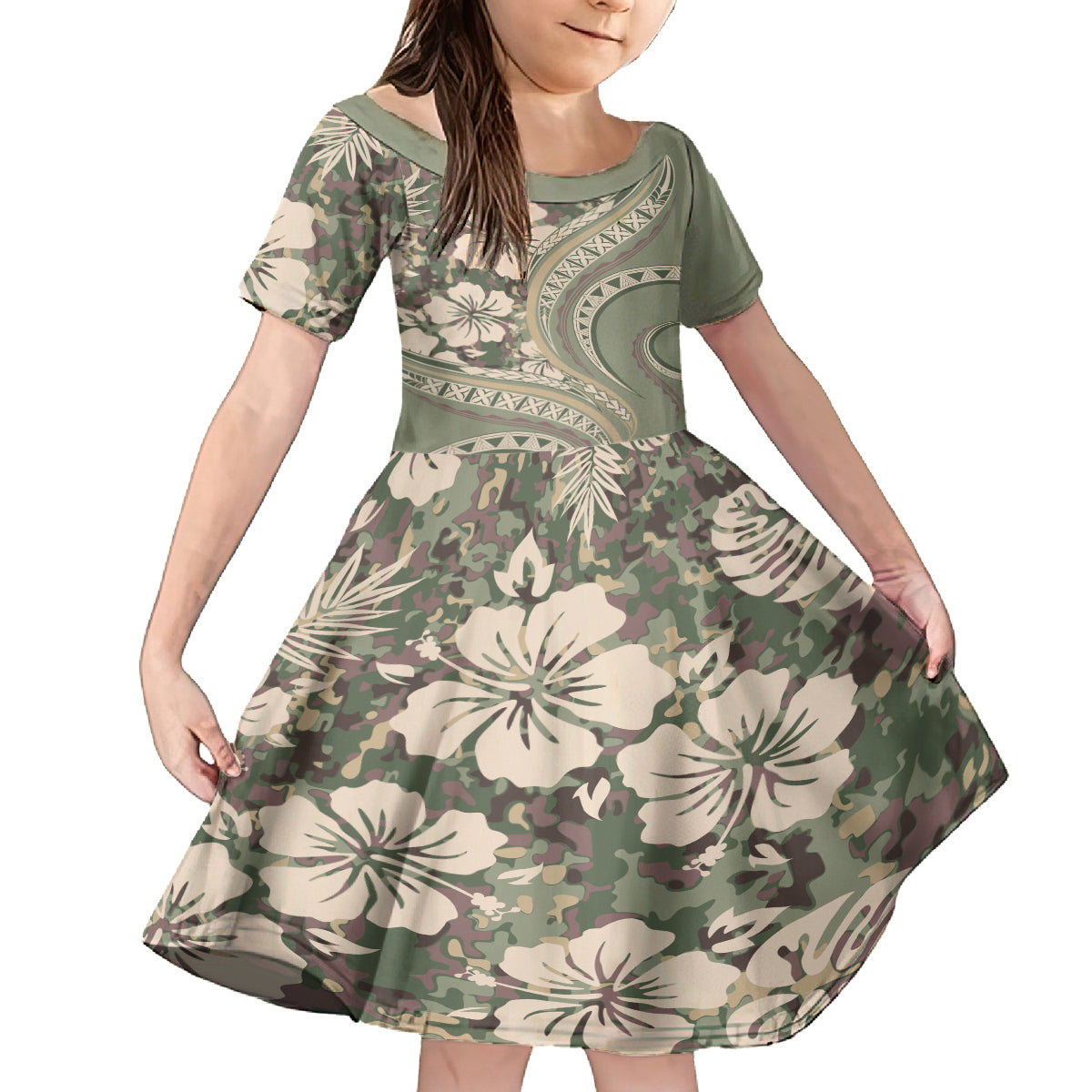 Hawaiian Hibiscus Tribal Vintage Motif Family Matching Tank Maxi Dress and Hawaiian Shirt Ver 6