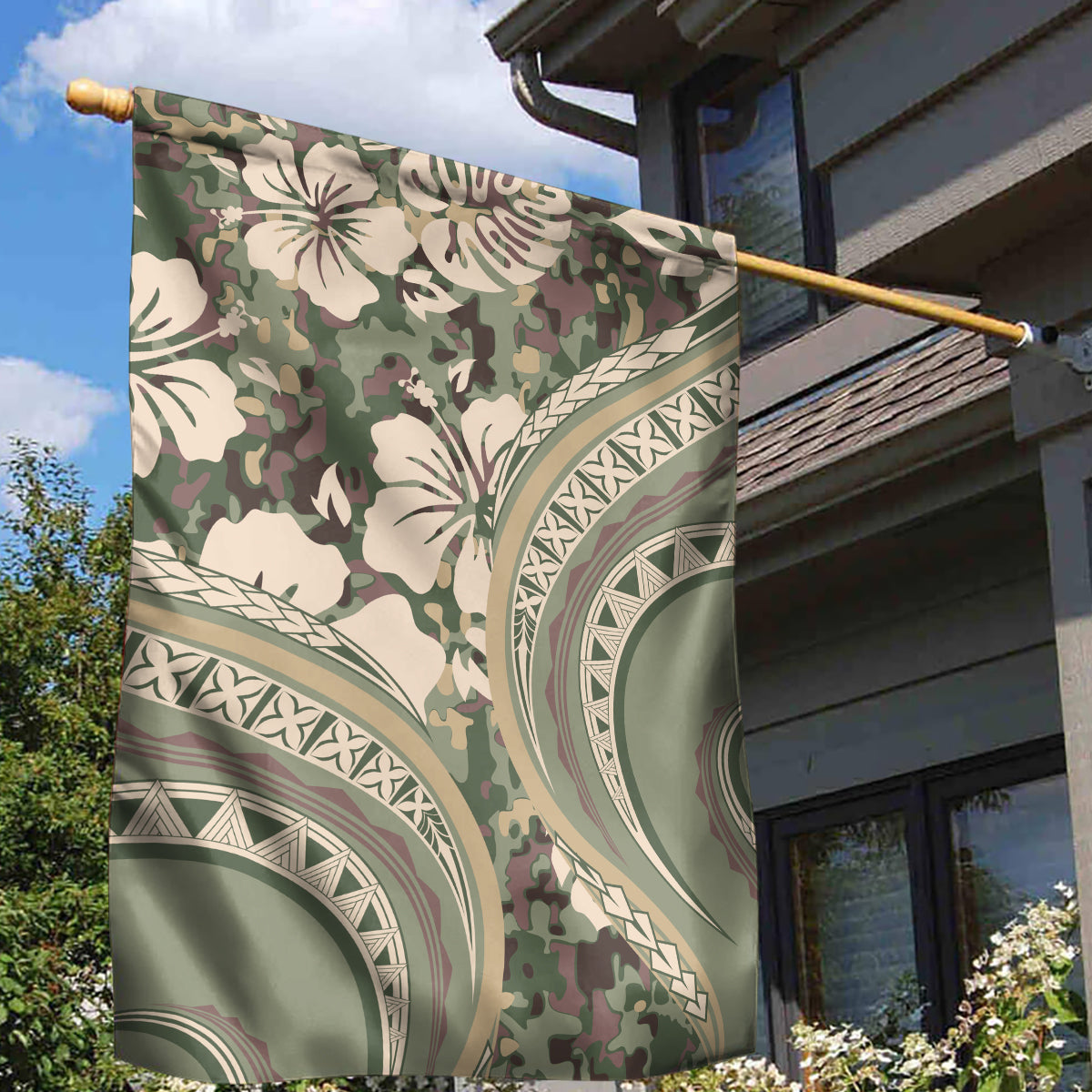 Hawaiian Hibiscus Tribal Vintage Motif Garden Flag Ver 6