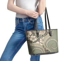 Hawaiian Hibiscus Tribal Vintage Motif Leather Tote Bag Ver 6