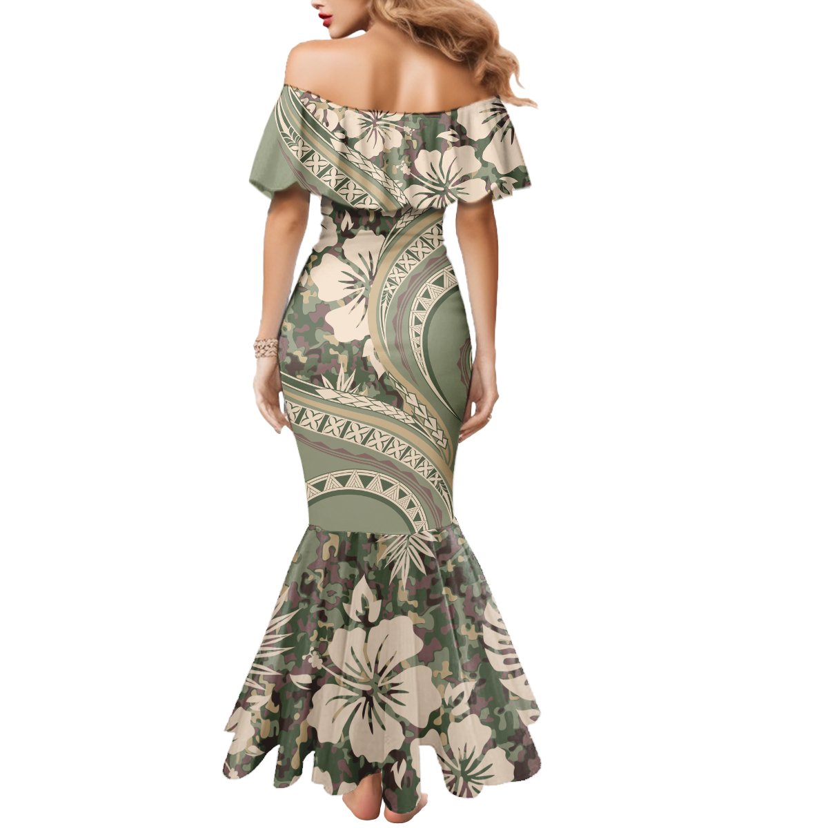 Hawaiian Hibiscus Tribal Vintage Motif Mermaid Dress Ver 6 LT9 - Polynesian Pride
