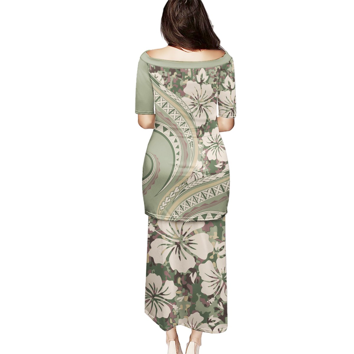 Hawaiian Hibiscus Tribal Vintage Motif Puletasi Ver 6 LT9 - Polynesian Pride