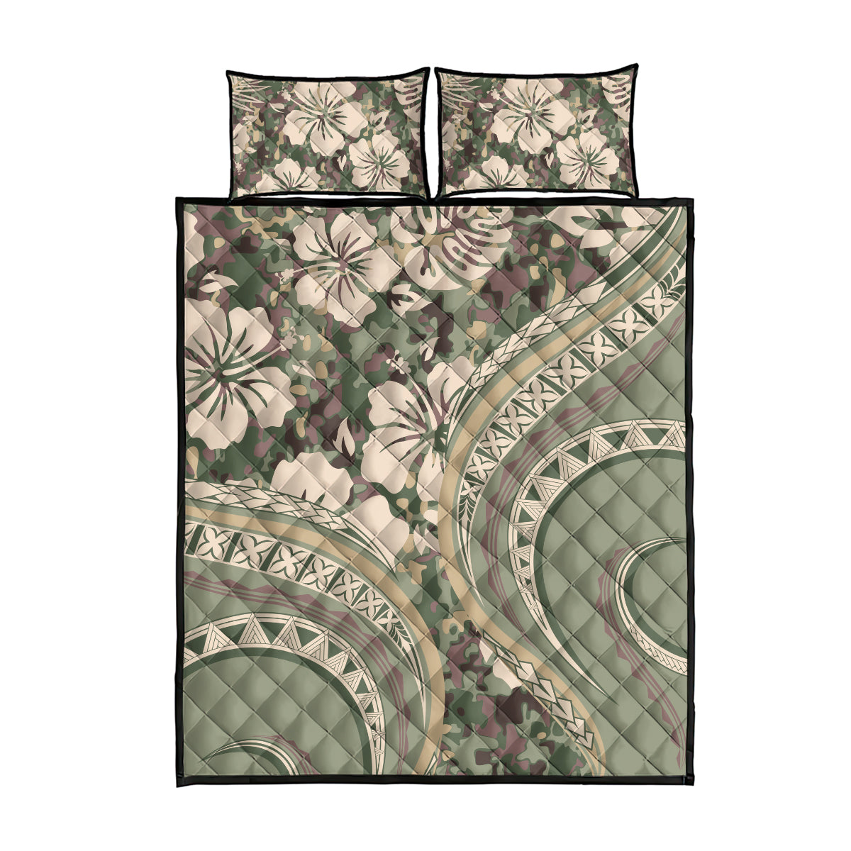 Hawaiian Hibiscus Tribal Vintage Motif Quilt Bed Set Ver 6