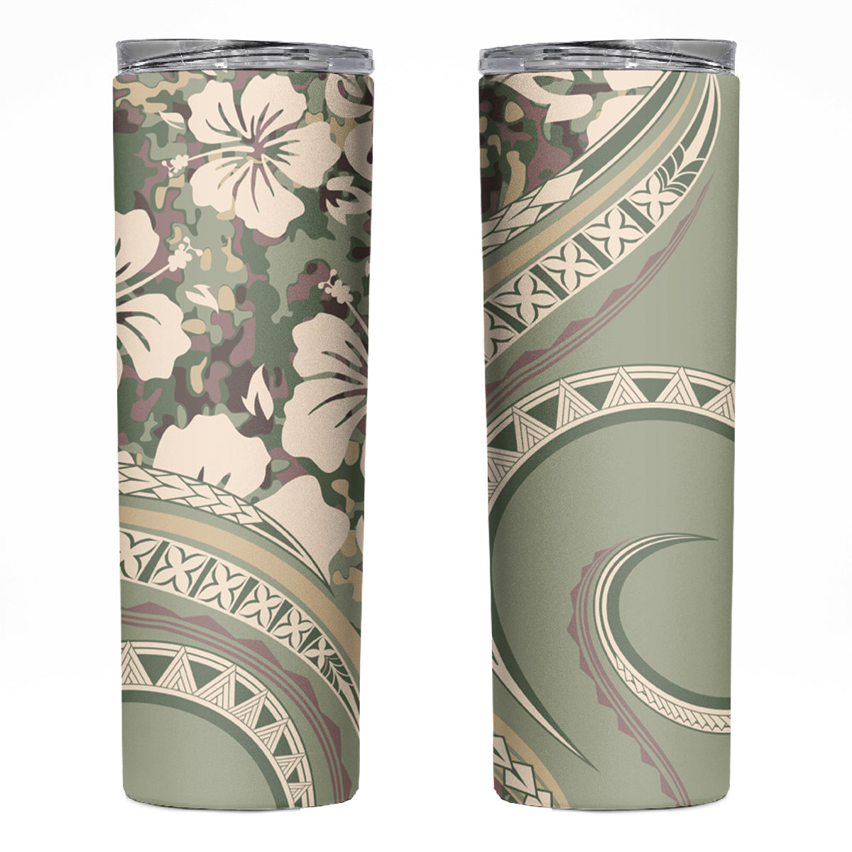 Hawaiian Hibiscus Tribal Vintage Motif Skinny Tumbler Ver 6