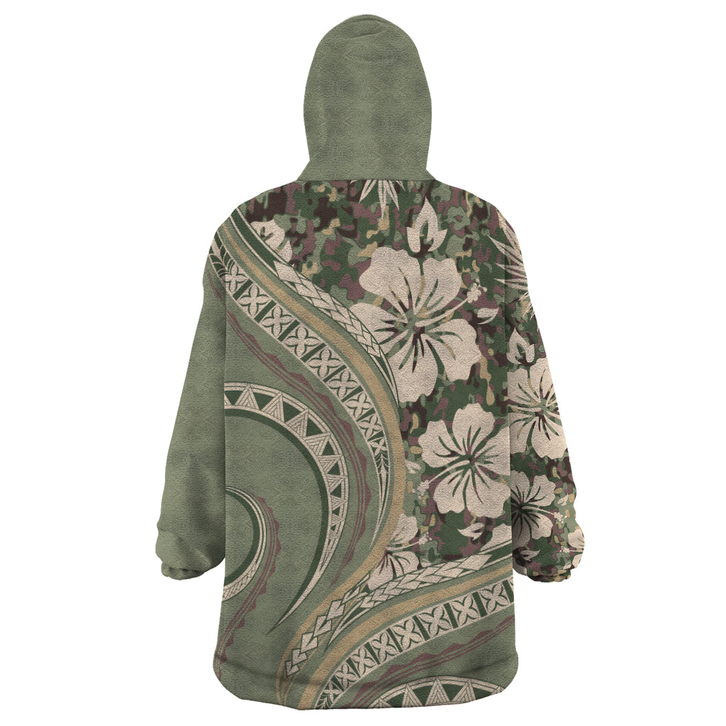 Hawaiian Hibiscus Tribal Vintage Motif Wearable Blanket Hoodie Ver 6 LT9 - Polynesian Pride