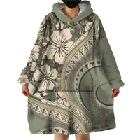 Hawaiian Hibiscus Tribal Vintage Motif Wearable Blanket Hoodie Ver 6 LT9 - Polynesian Pride