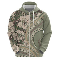 Hawaiian Hibiscus Tribal Vintage Motif Zip Hoodie Ver 6 LT9 - Polynesian Pride