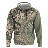 Hawaiian Hibiscus Tribal Vintage Motif Zip Hoodie Ver 6 LT9 Pullover Hoodie Green Pastel - Polynesian Pride